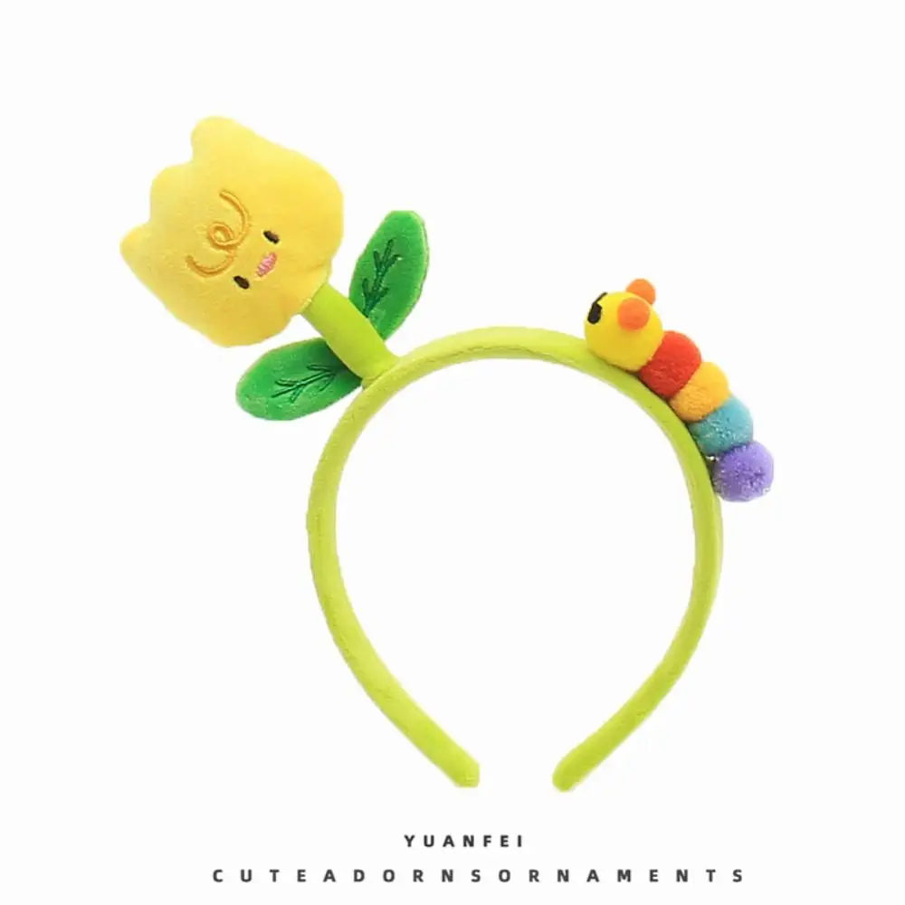 New Caterpillar Cute Flowers Cartoon Headband Windmill Leaf-Green Bean Sprouts Flower Funny Headband Hair Clip Headdress