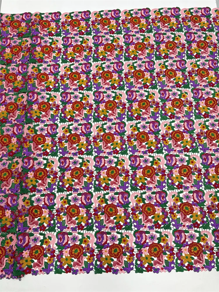 Afrikanischer Spitzenstoff 2024, hochwertige Spitze, wasserlöslich, bestickt, modisch, weicher Spitzenstoff, 5 Yards – Detail 11