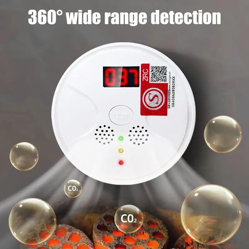 Carbon Monoxide Monitor CO Warning Monitor Battery-Powered CO Warning Monitor Portable CO Alarm Detector With Digital Display &