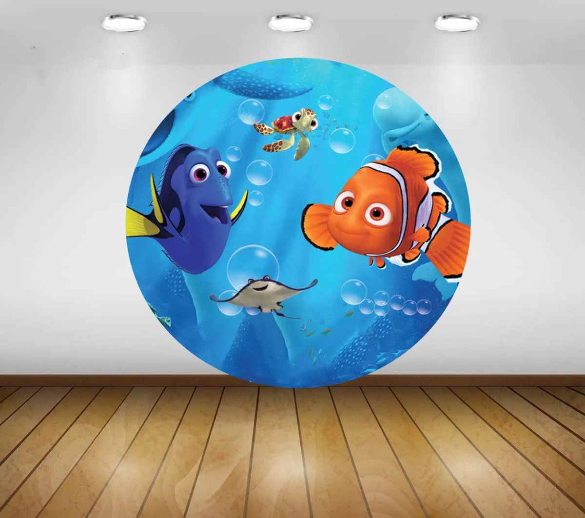 Disney Finding Birthday Party Circle Backdrop Boy Kid Nemo Dory Marlin Corals Bubbles Underwater Photographic Round  Background