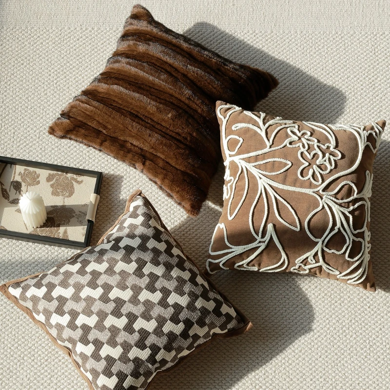 30x50/45X45CM Nordic brown Throw Pillow Cover antique jacquard Stamping Waist Cushion Cover Decor Home Decorative Pillowcase