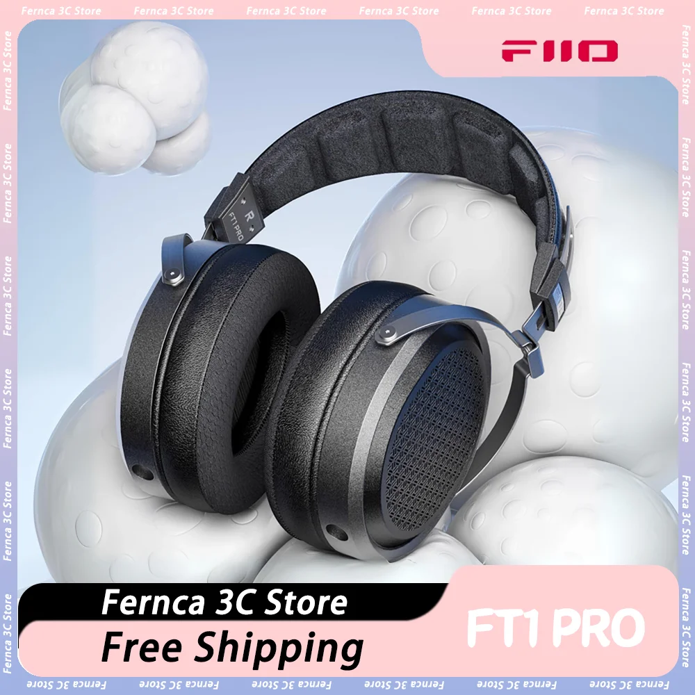 Fiio FT1 Pro Headphone Wired Open Flat Headband 1μm Diaphragm Ultra-slim Hifi Headphones 374g 20Ω Sensitivity Customized Gift