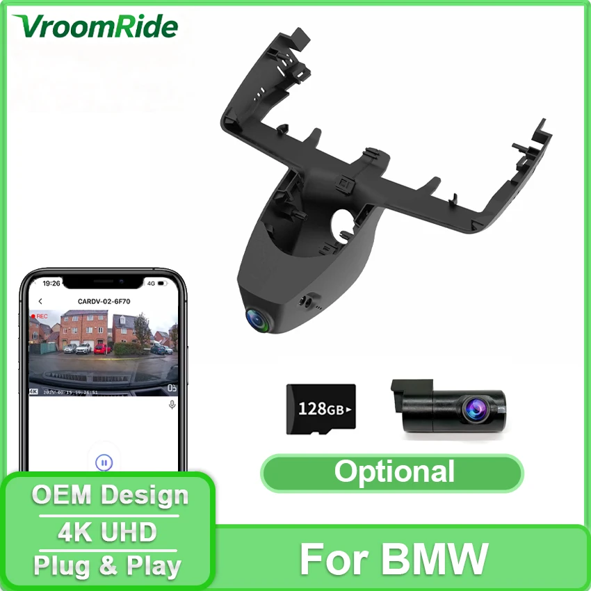 

Видеорегистратор 4K HD с Wi-Fi и ночным видением для BMW X3 M iX3 G01 2023 2022 2021 2020 2019 2018, Plug & Play, с поддержкой Wi-Fi и приложения