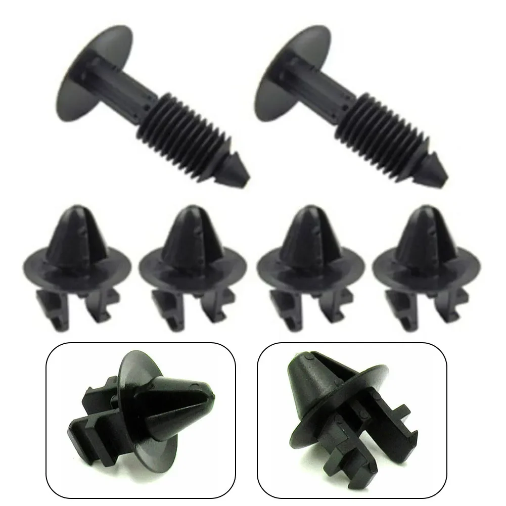 6PCS Cowl Faster Clip Kit For Ford F-150 & F-250 F-350 Super Duty 2004-2014 Black Plastic Replacement Exterior Car Accessories