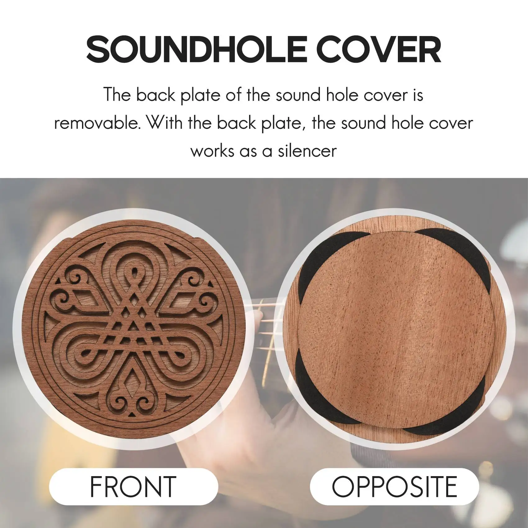 Guitar Wooden Soundhole Sound Hole Cover Block Feedback Buffer Mahogany Wood for EQ Acoustic Folk Guitars 7#