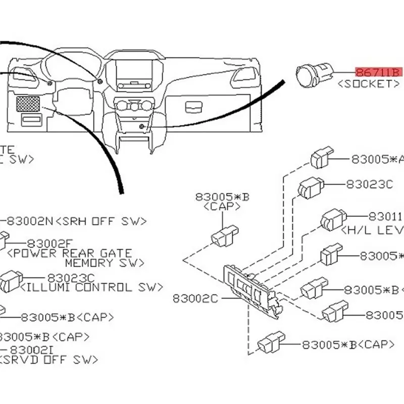 Mounting Base 86711-AL010 For 12V Power Outlet In For Subaru Forester Outback 2019-2025