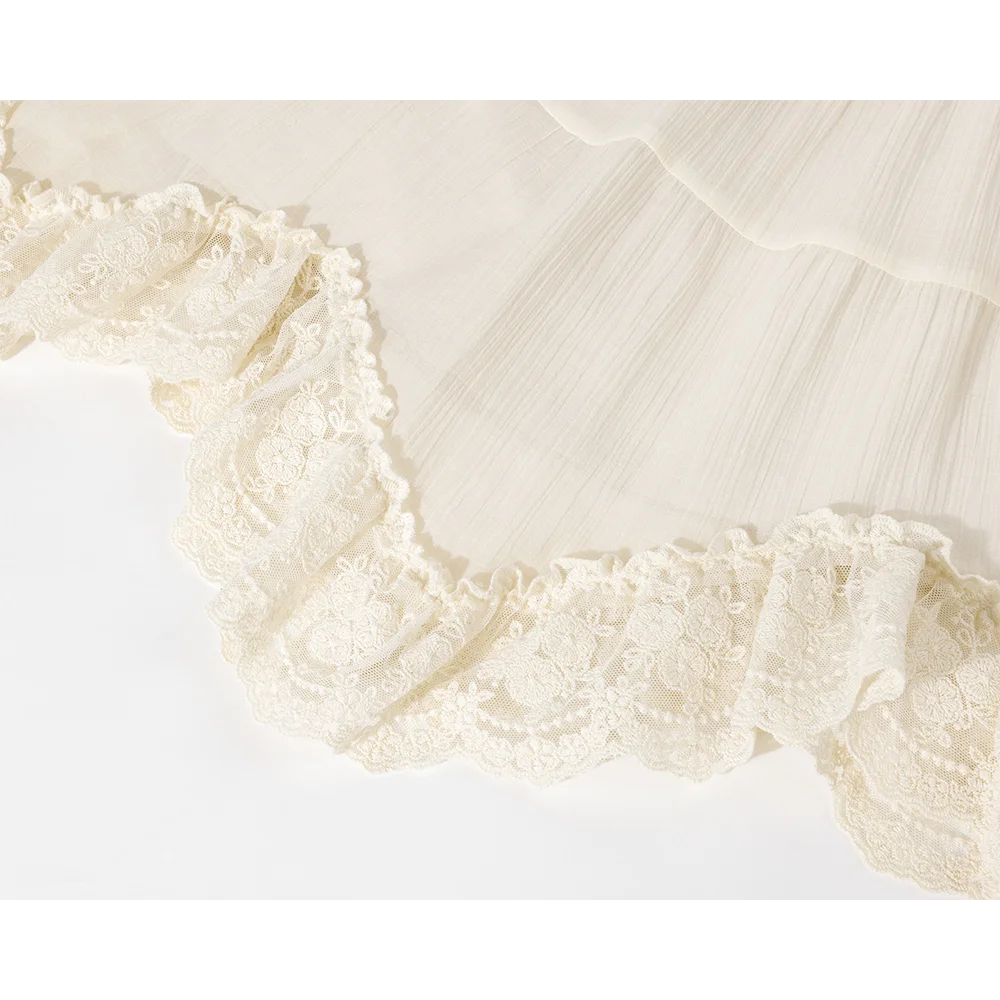 

Ele Sweet Youthful High Waist Design Splice Lace Embroidery Skirt for Women Summer ort Skirt Korean Sle Commute