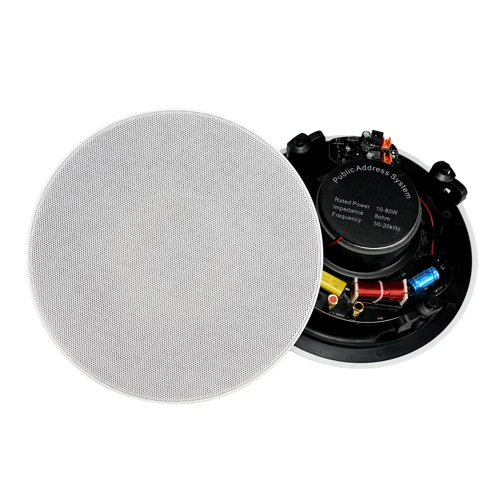 Fornecedor de fábrica alto-falante de teto interno de 6,5 polegadas 80 watts amplificador de potência AC DC funciona com teto montado em música de fundo