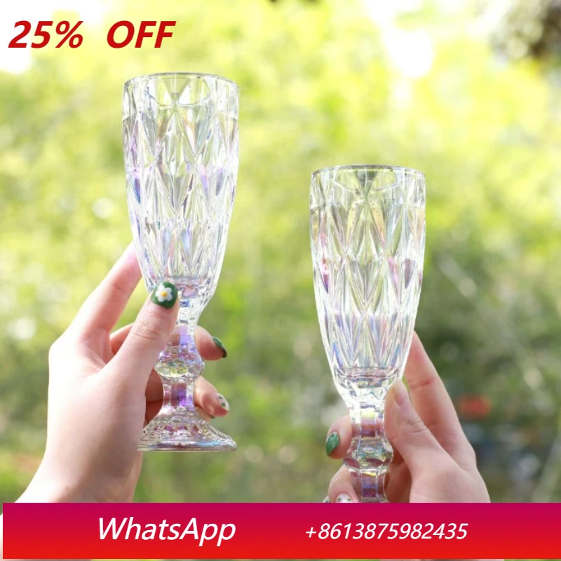 

LH colorful crystal engraved champagne glasses, holiday gifts, tall juice glasses