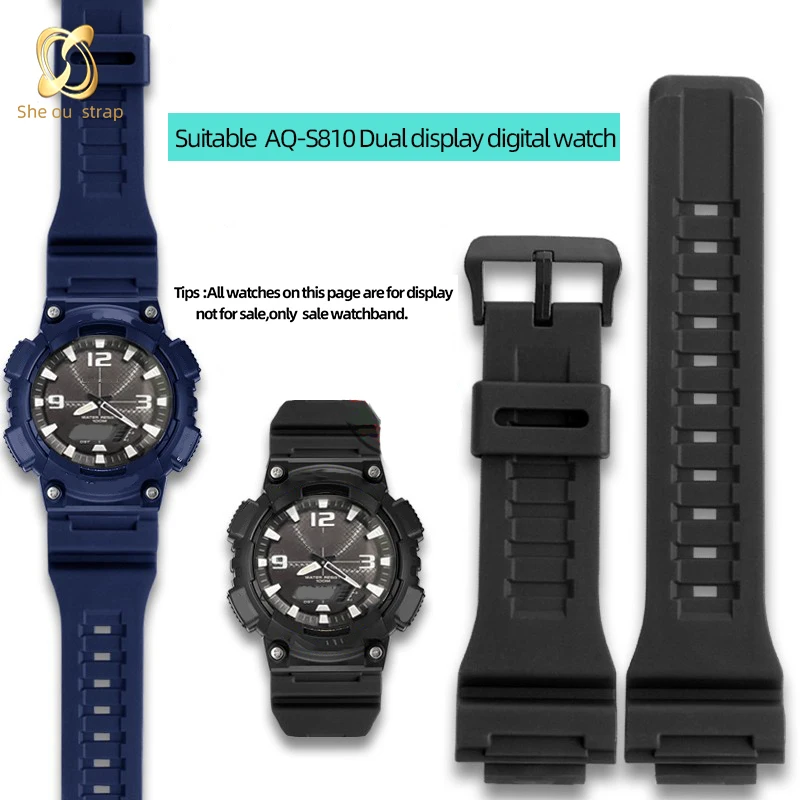 Silica Gel Watch Strap For Casio 5208 AQ-S810W AQ-S810WC Waterproof Soft Sport With Men's Rubber Watchband