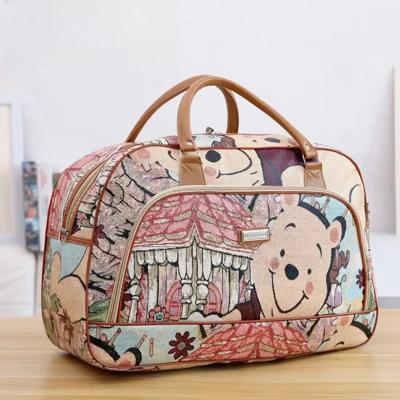 

MINISO Winnie Bear New Women's Travel Bag Luxury Brand Portable Travel Bag Cartoon Large Capacity High Quality Neutral Handbag