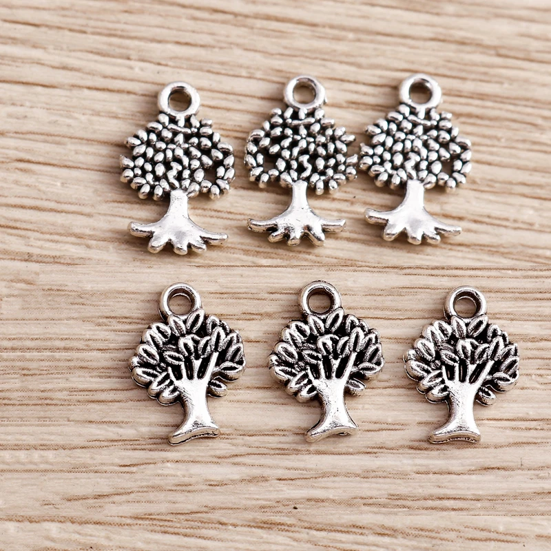 Tusember 50 Stück Legierung Niedliche Metall-Baum-Anhänger für Halsketten, Ohrringe, Armbänder, Modischer Handgefertigter Schmuck zum Selbermachen – Detail 1
