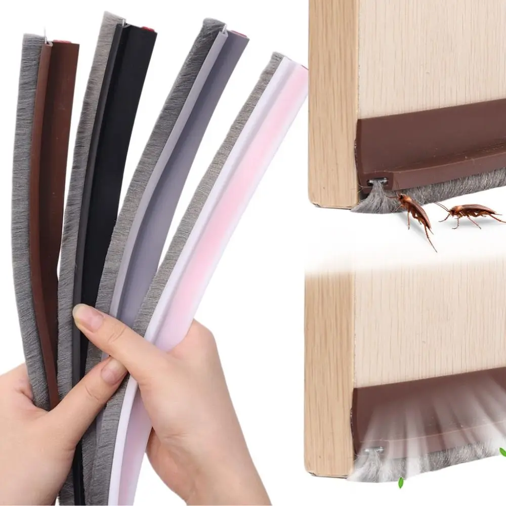 1M Self Adhesive Door Bottom Sealing Strip Length Adjustable Anti-Insect Door Bottom Silent Brush Flexible Dust-proof