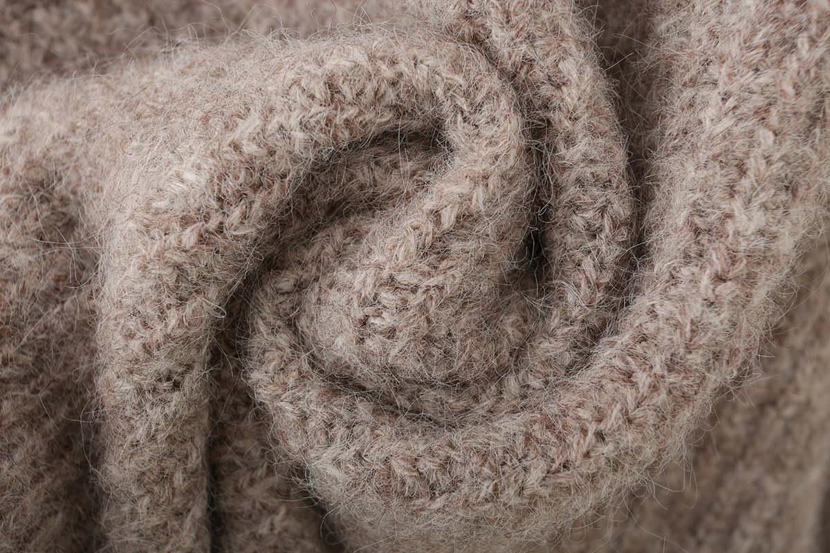 Kondala casual chique cáqui malha suéteres feminino meia gola alta manga longa blusas de grandes dimensões moda 2026 primavera macio menina topos