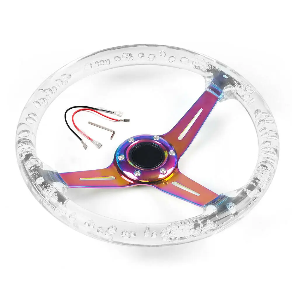 

Universal 350mm Deep Dish Racing Neo Chrome Spoke Car Steering Wheel