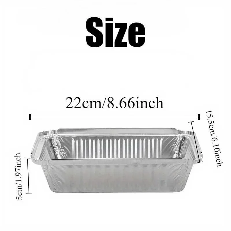 20/50PCS Disposable Aluminum Foil Containers Rectangular Food Trays Baking Pans Meal Prep Takeaway Boxes Catering Kitchen Supply