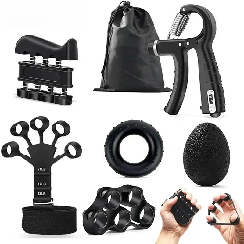 5-60Kg Adjustable Grip Strength Trainer with Finger Exerciser Hand Grip Strengthener for Muscle Building and Injury Recover