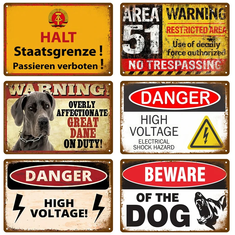 Warning Retro Tin Sign For Home Room Wall Decor Art Metal Sign Vintage Bars Garage Cafe Club Man Cave Pubs Mural Plate Poster