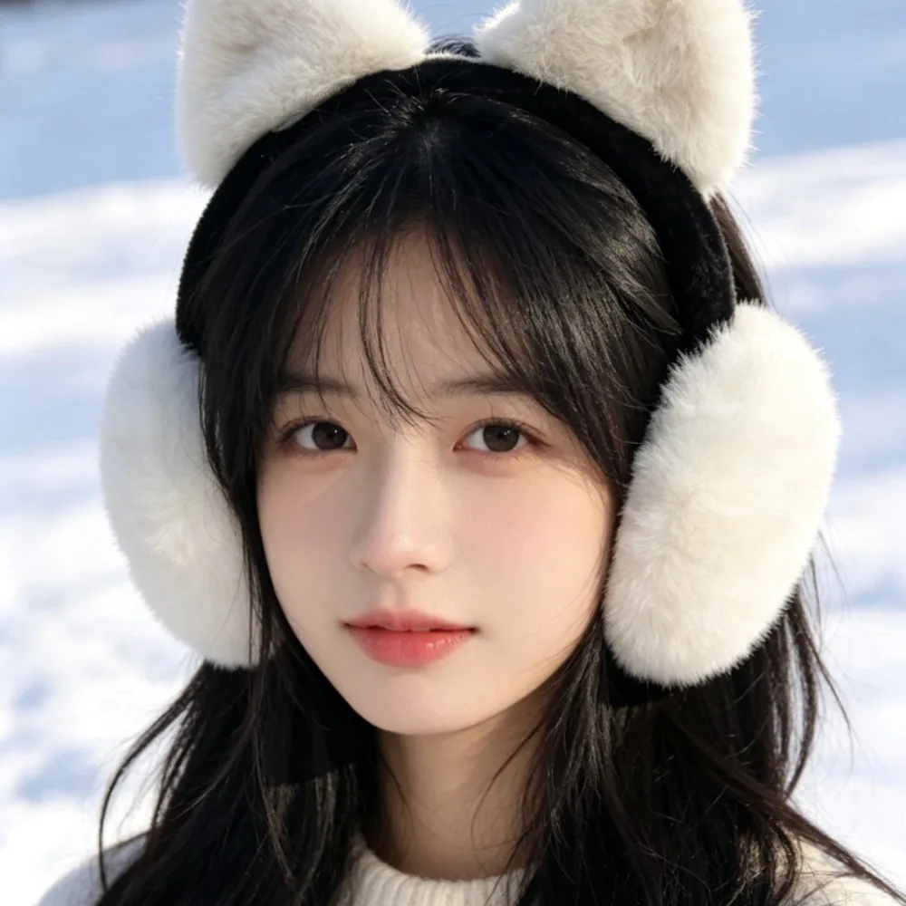 Cute Ear Cap Winter Cat Ears Earmuffs Leopard Folding Foldable Ear Cover Earflap Y2k Faux Fur Ear Muffs Female