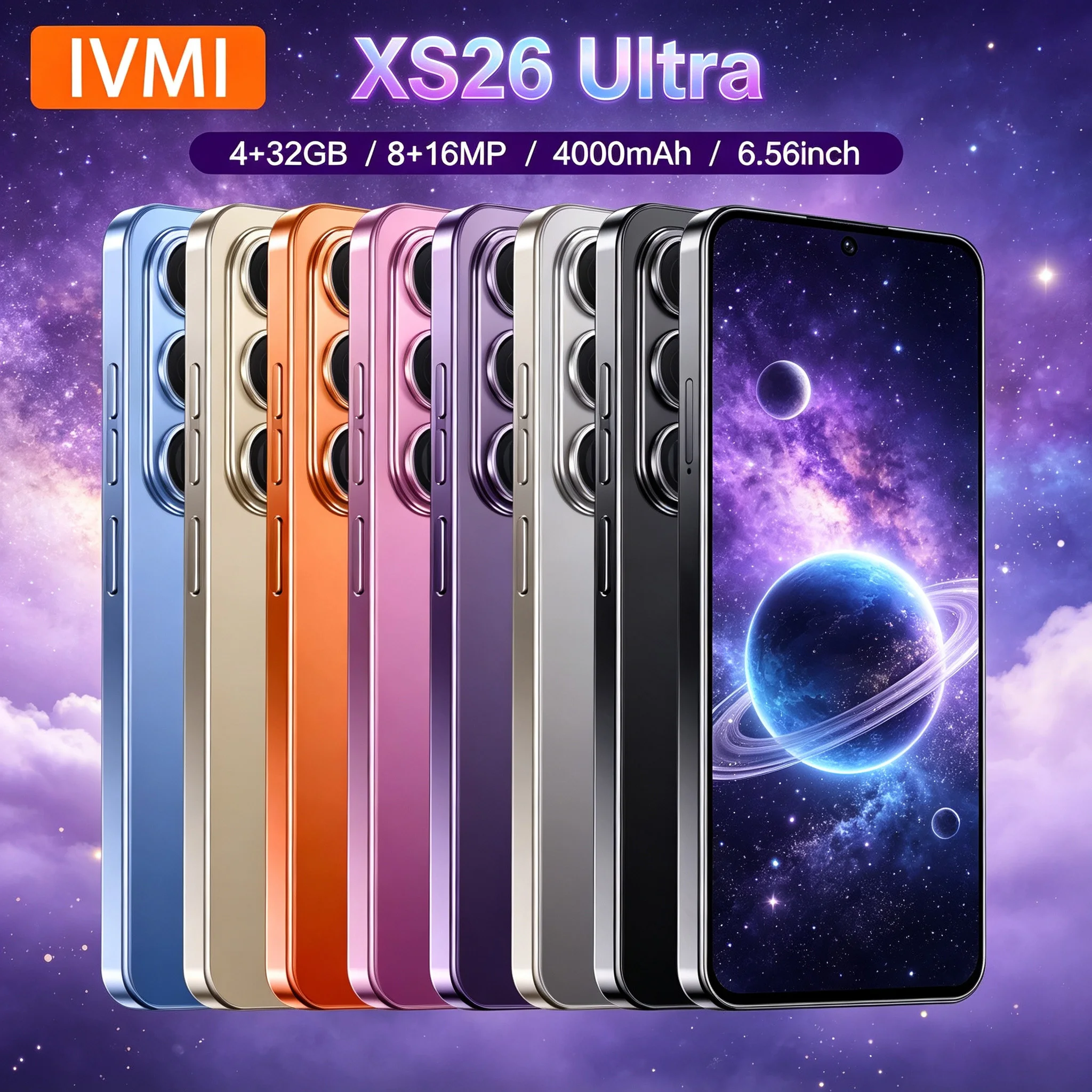IVMI X S26 Ultra 4+32GB unlocking smartphone Android 12 6.56-inch screen 8+16MP 4000mAh for Google Play Store Face ID phone