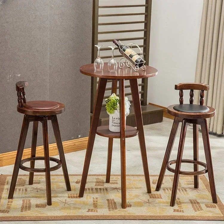 

VIP Customer Custom Light Luxury Solid Wood Bar Chair Backrest Bar Stool American Front Desk Bar Chair Retro High Stool