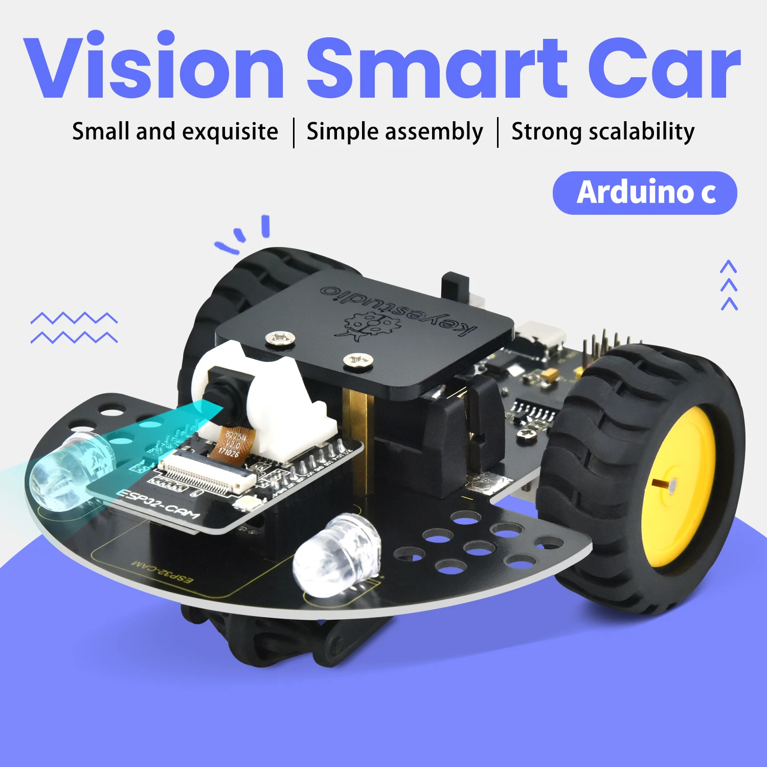 Kidsbits Keyestudio Vision Smart Car For Arduino With ESP32 Camera Robot Car Kit Support Arduino C Programming DIY Starter Kit