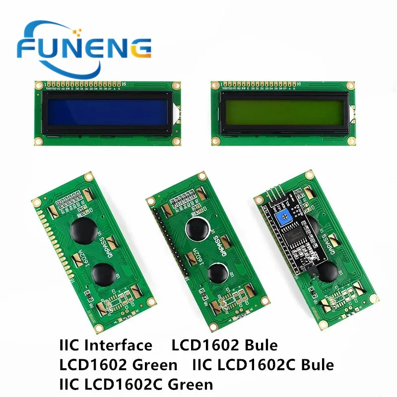 LCD1602 1602 LCD Module Blue / Yellow Green Screen 16x2 Character LCD Display PCF8574T PCF8574 IIC I2C Interface 5V for arduino