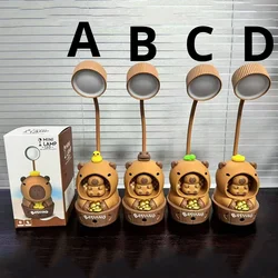 Capybara Cartoon LED Desk Lamp with pencil sharpener USB Recharge Eye Protective Colorful Night Light For Student Study Reading