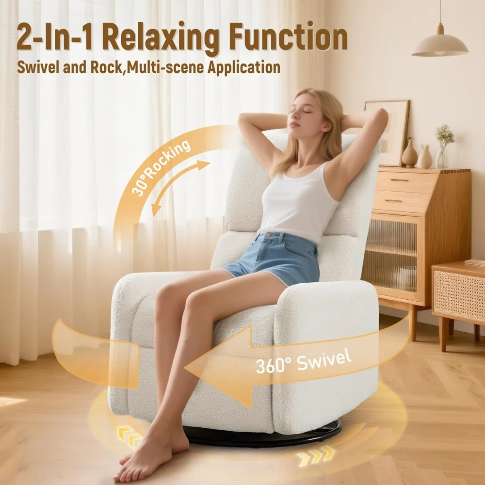 كرسي هزاز طائرة شراعية دوارة للحضانة مع جيوب جانبية ومقعد مبطن عميق وقاعدة فولاذية #3