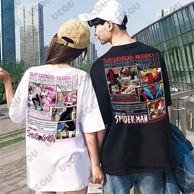 T-shirt d'été en coton pour hommes et femmes, imprimé Spider-Man et Spider Ghost, à manches courtes, col rond, décontracté, pour enfants/adultes