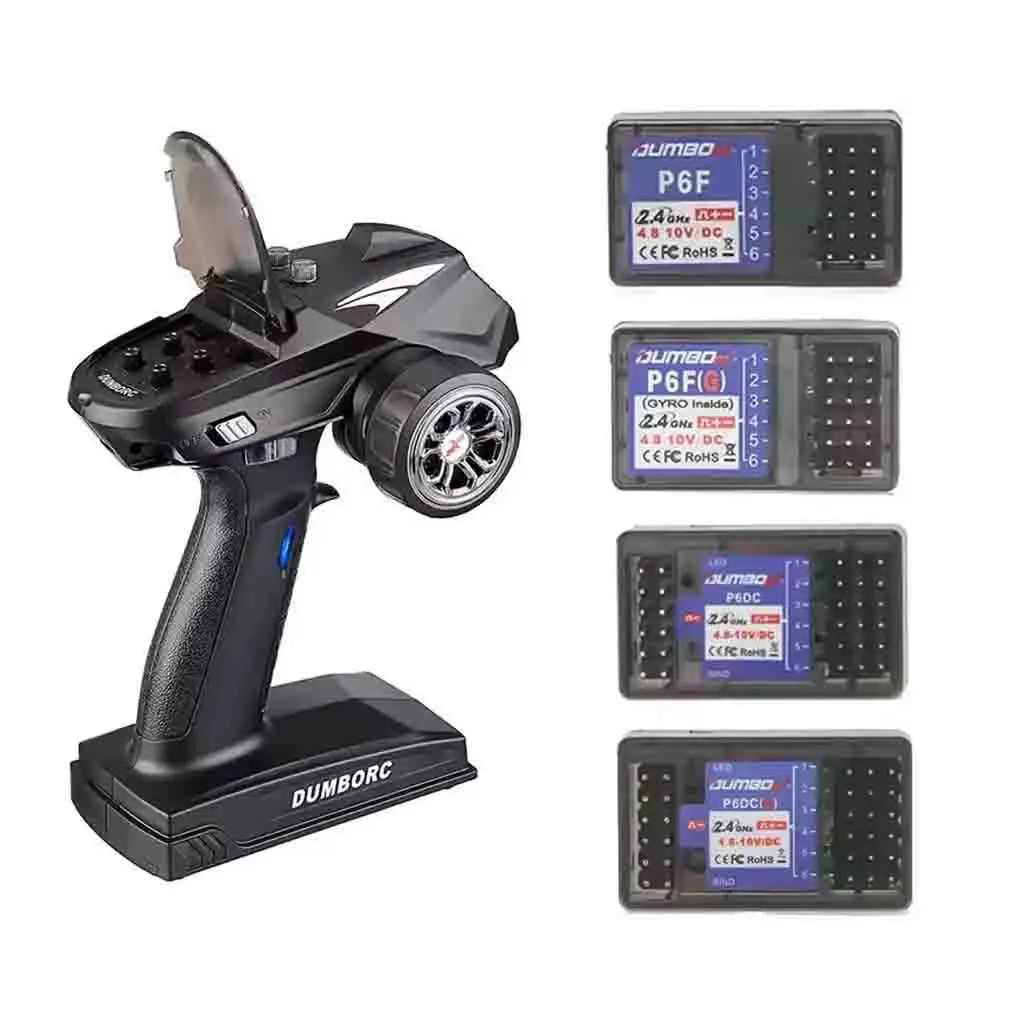 DumboRC X6 2.4G 6CH Transmitter Remote Control with P6F/P6FG/P6DC/P6DCG Gyro DC Receiver For Car Tank Boat RC Accessories