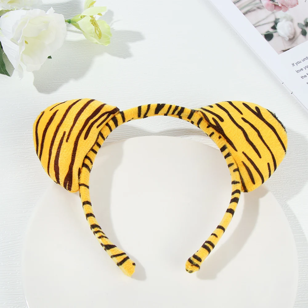 Bandeau de sauna oreilles d\'animaux, bande de cheveux de dessin animé en peluche, chien zèbre et tigre, cosplay, cadeau de fête d\'anniversaire, mode