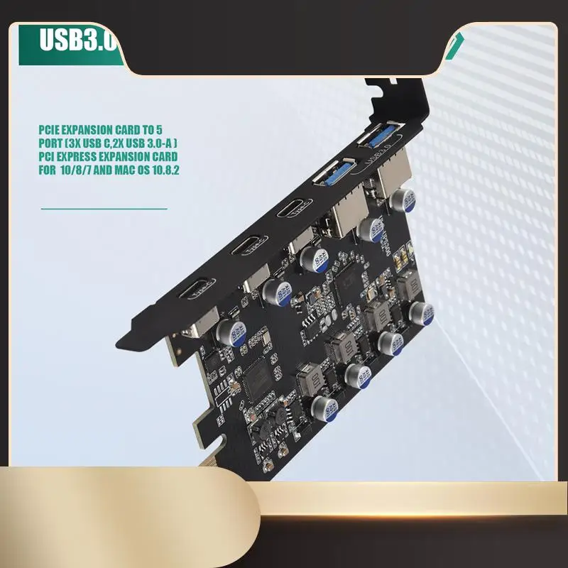 

Карта расширения Pcie на 5 портов (3X USB C, 2X USB 3.0-A) Карта расширения PCI Express для Windows 10/8/7 и MAC OS 10.8.2-N36R
