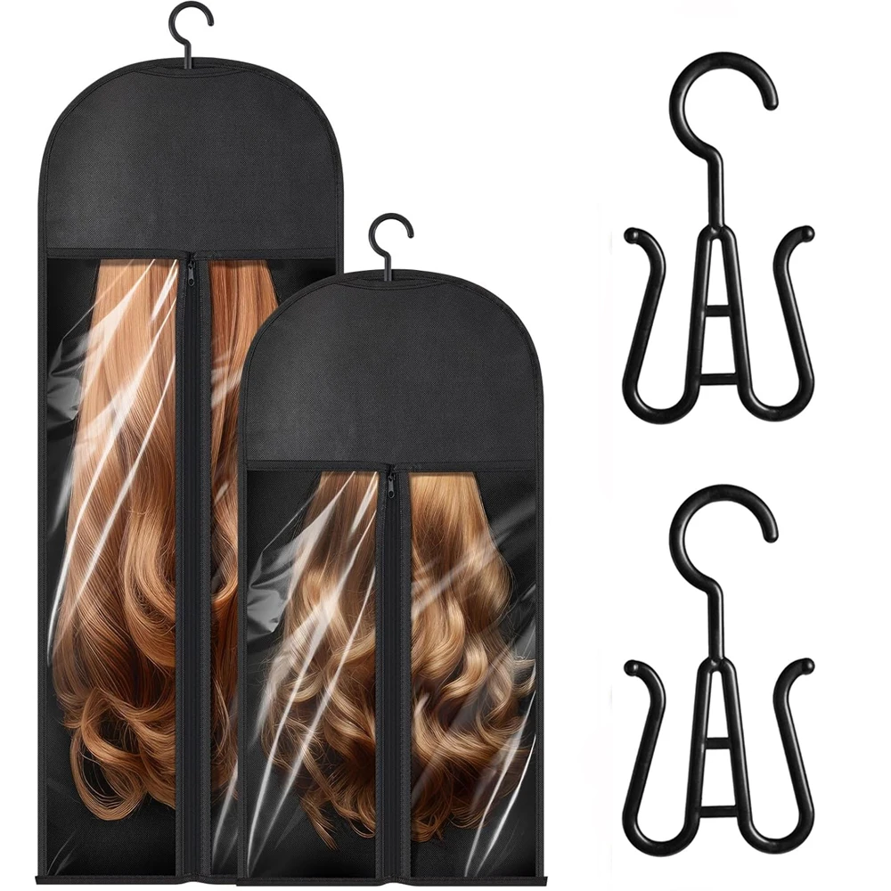

1/2Set Long Wig Storage Bag Holder Case Hair Extensions Storage Bag With Hanger For Wig Hair Extension Storage Bag With Hanger