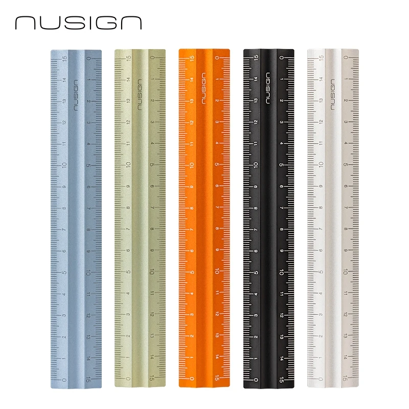 Deli Nusign NS091 Doppelseitiges 15cm Aluminium-Schreibtischlineal mit Skala, Leicht zu Handhaben, Modernes Metalllineal in 5 Farben
