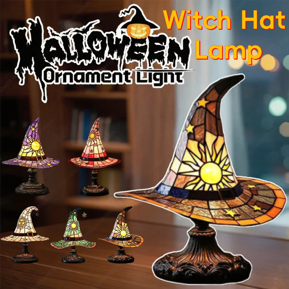

Halloween Witch Hat Lamp LED Creative Table Lamp New High Quality Wizard Hat Shape Lamp Colorful Halloween Ornament Decoration