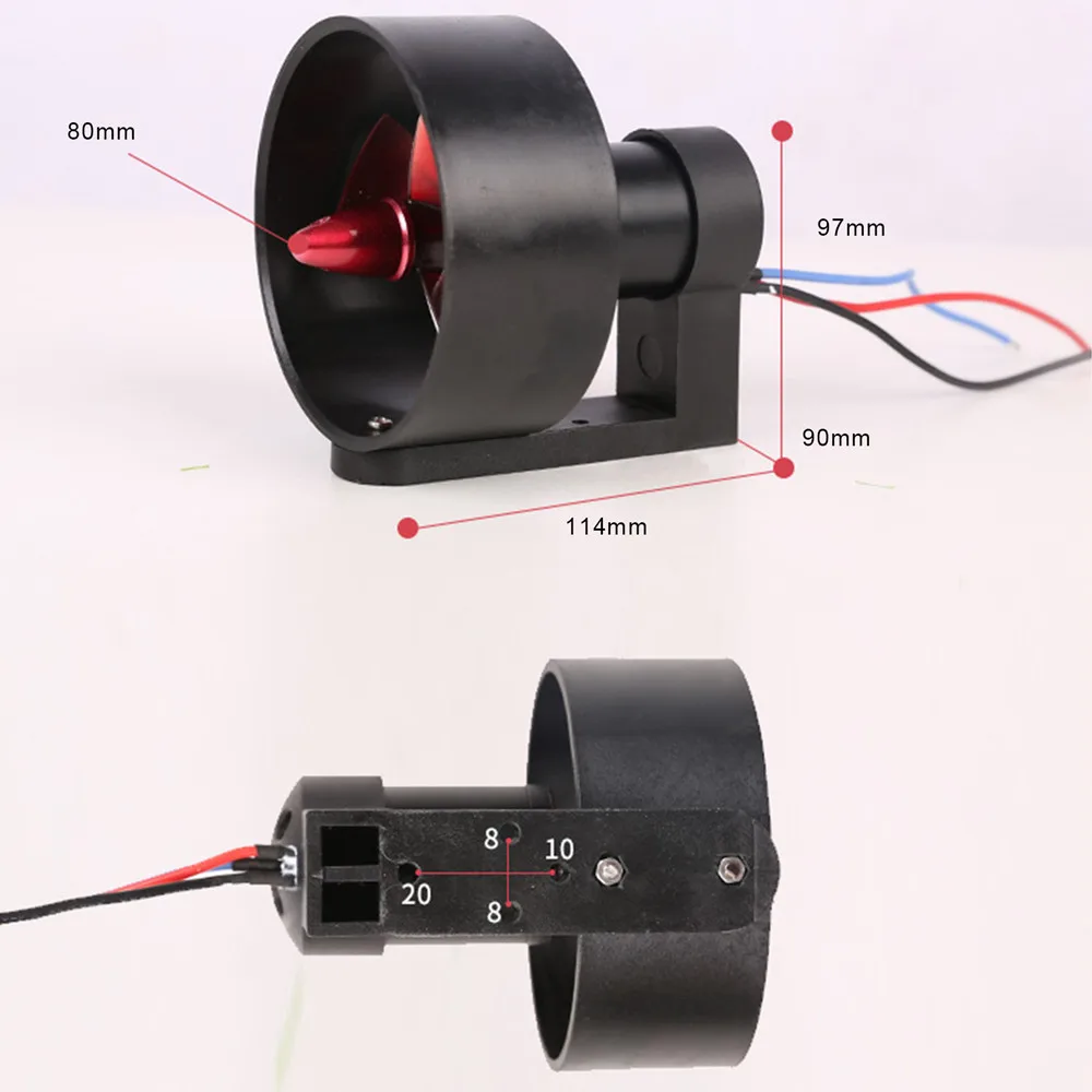 Proppulsor subaquático sem escova, hélice de 3 lâminas, modelo de navio, barco com isca RC, peças acessórios, 12-24V