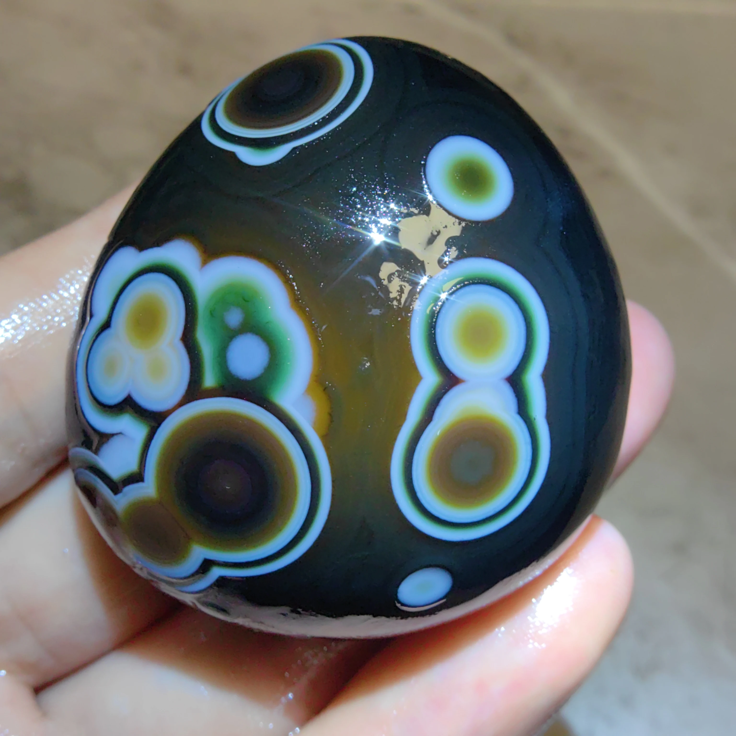 Rare Gobi Desert Agate Eye Stone, Natural Flower Pattern Cabochon, Ideal for Crafting Pendants Beads & Custom Jewelry Accessorie