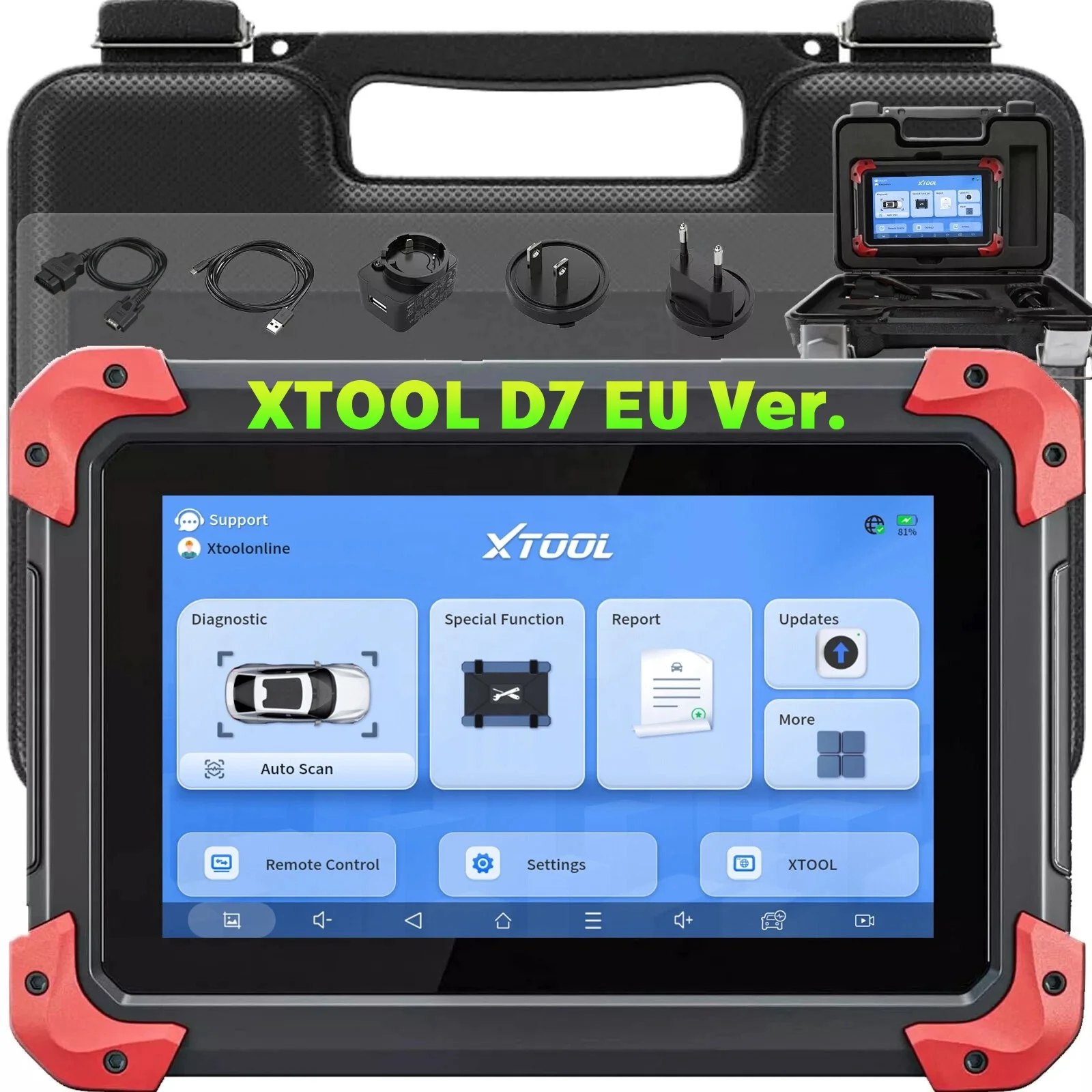 XTOOL D7 EU Version All in One Car Programming Tool Scanner Diagnostic Device Key Fob Programmer for All Keys Lost with FCA