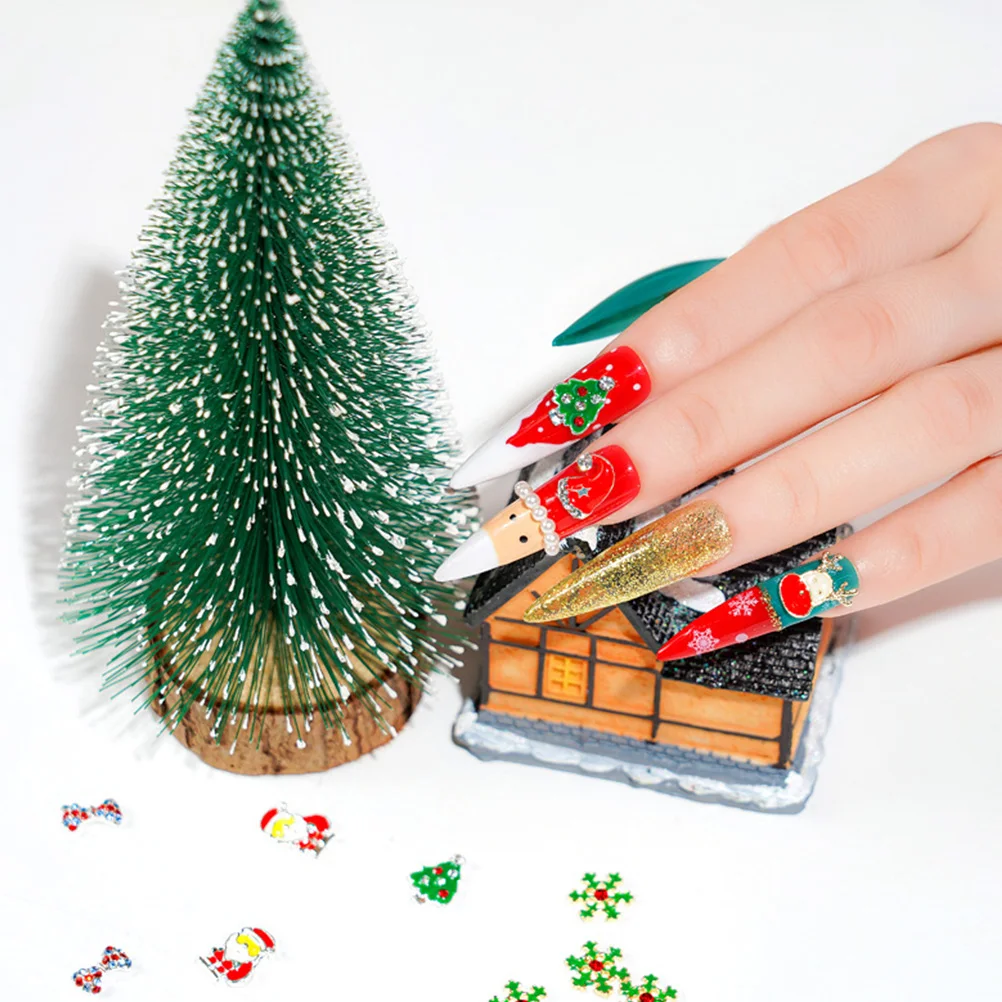 

15Pcs Xmas Nail Art Decors Hard Durable Manicure Patches for DIY Fingernail Accessories Salon Nail Charms Fingernail Decors