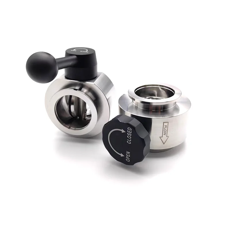 SS304 High Vacuum Butterfly Valve KF40 Manual Pull Handle FKM Fluorine Rubber Seal Double O-Ring for Laboratory Equipment