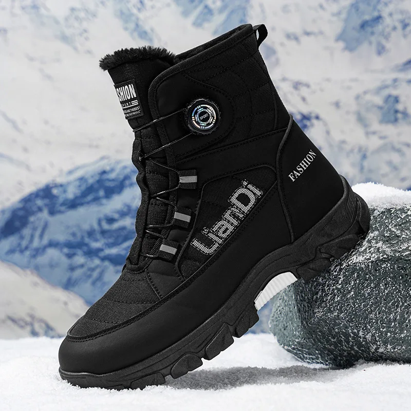 2025 Winter Men's Snow Boots Plus-size 48 Thickened & Cotton-Lined High-top Shoes Outdoor Casual Anti-slip and Warm Hiking Shoes