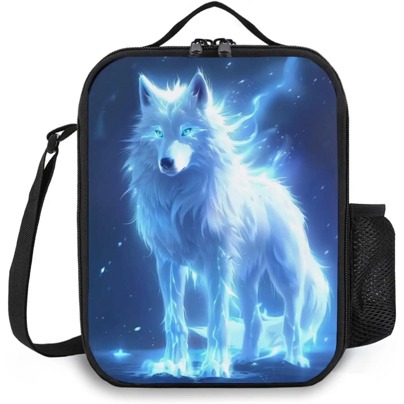 

Wolf Lunch Box Insulated Bag for Women Men Reusable Large Capacity Lunchbox with Shoulder Strap Small Leakproof Cooler Food