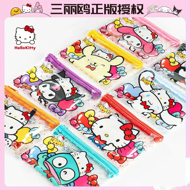 Hot Hello Kitty Cinnamoroll Kuromi 50Th Anniversary PVC Swim Waterproof Storage Bag Melody Coin Lipstick Wallet Mini Card Bag
