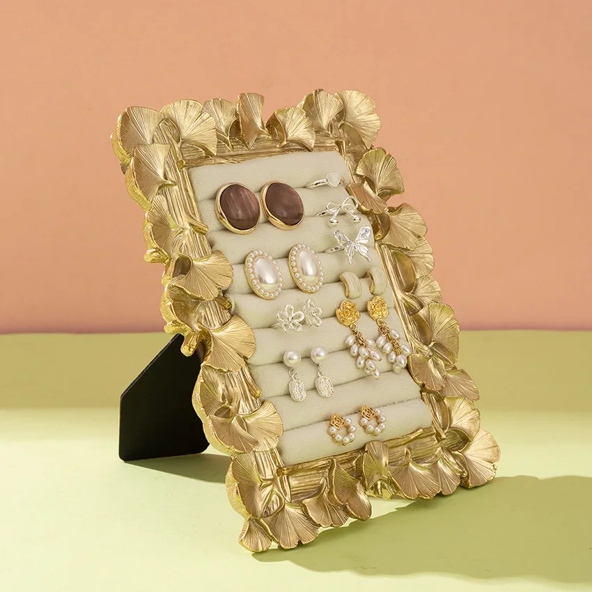 Covered Velvet Rings Earrings Ear Showcase props Jewelry Brooche fashion Display Box Organizer Tray Shelves