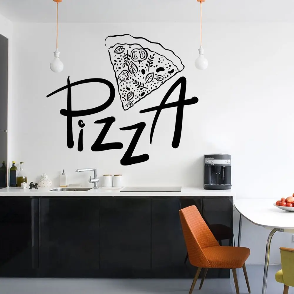 Pizzeria Logo Wall Decals Door Window Vinyl Stickers Pizza Restaurant Kitchen Interior Design Decor Lettering Wallpaper DW10585