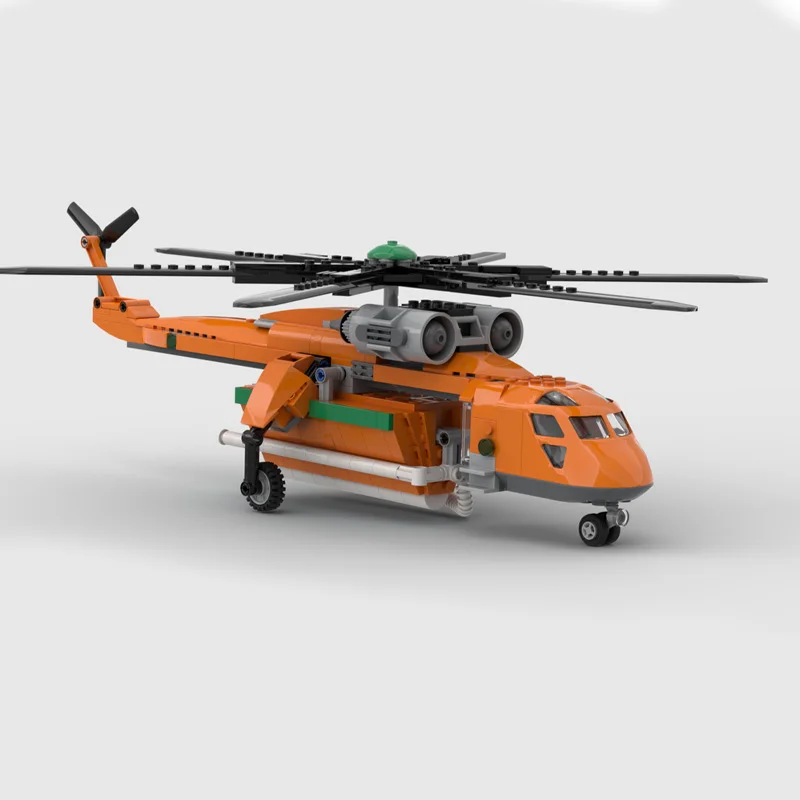 New 453PCS MOC Sikorsky S64 Skycrane Aerial Firefighting Helicopter DIY Assembled Educational Creative Children Toys Xmas Gifts
