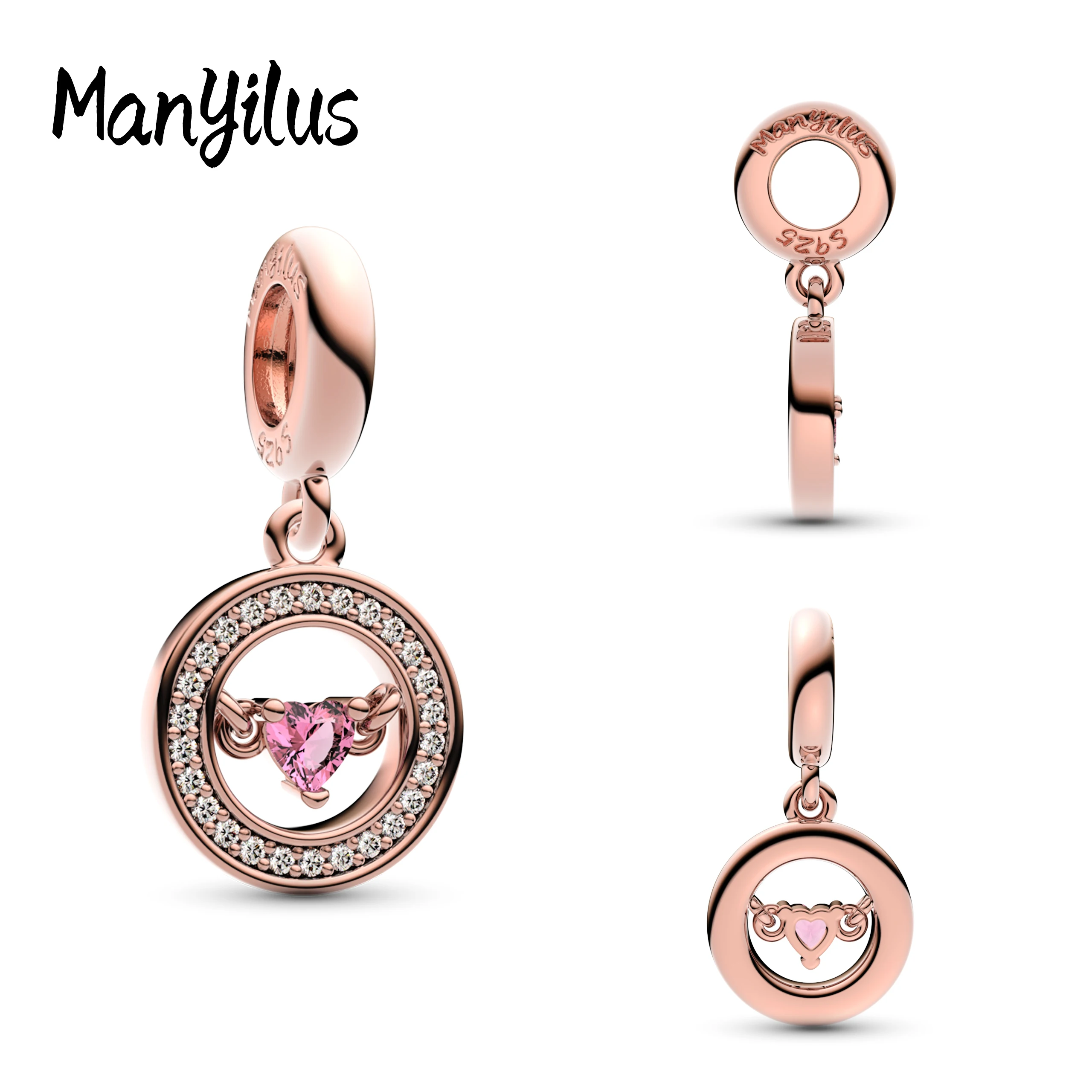 

Manyilus Ethereal Heart Ring Charms 2025 Hot Sale S925 Sterling Silver For 925 Original Bracelet Women's Jewelry Beads Jewelry