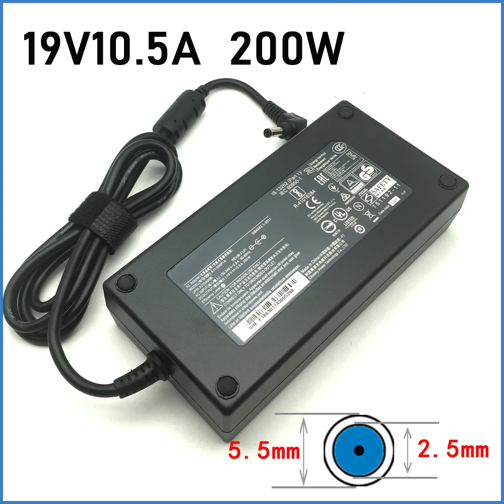 Adaptador ac genuíno de 200 watts 19v 10,5a para chicony xotic sager np8176 cabo de alimentação para carregador de laptop 200w