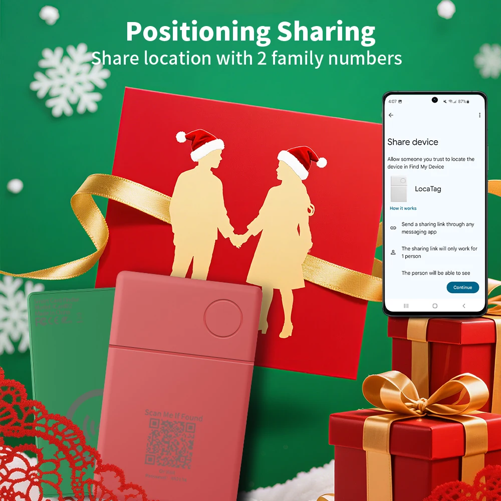 구글 파인드 앱을 통한 충전식 안드로이드 트래커 GPS 여행 위치 추적 여권 ID 카드 QR 코드 분실 방지 태그 크리스마스 선물
